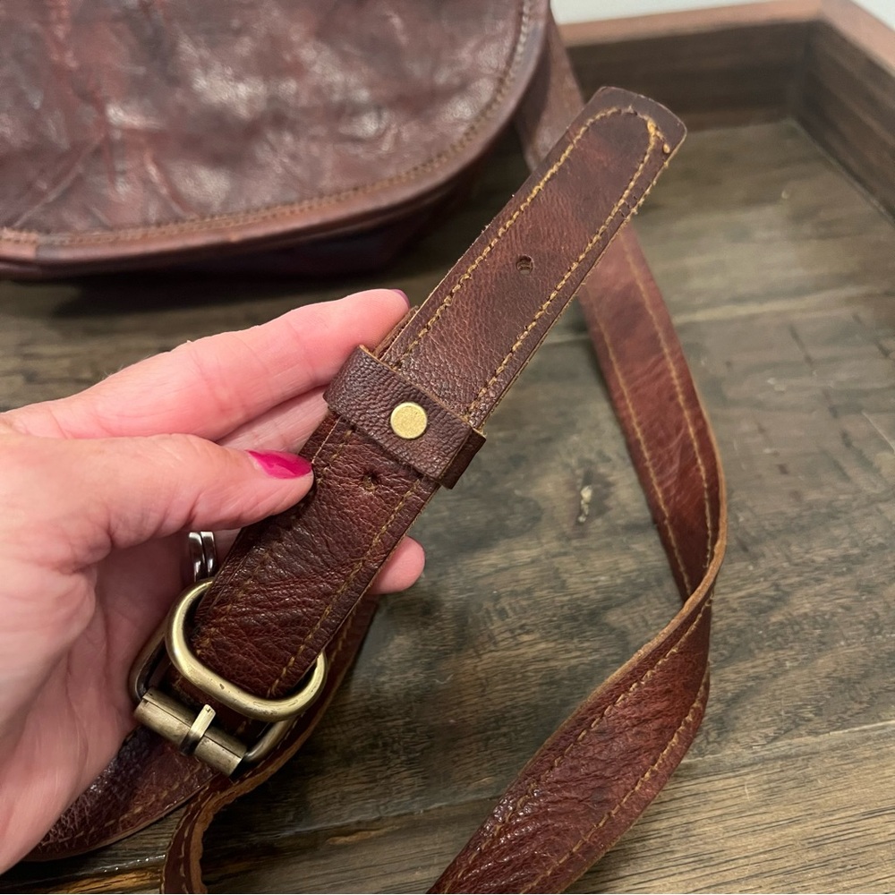Dark Brown Handmade Saddle Style Handbag - Picture 4 of 10